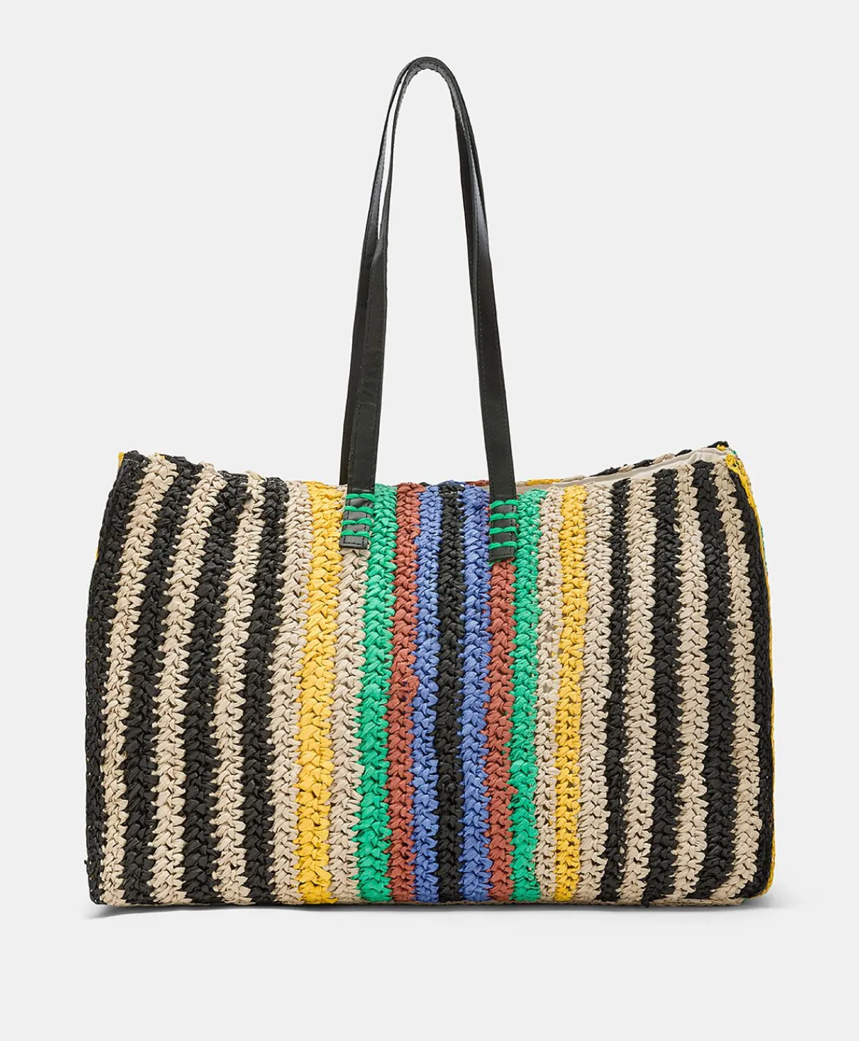 Donne Momonì Borse E Pochette-Tote Bag Ellis In Raffia A Righe - Multicolor