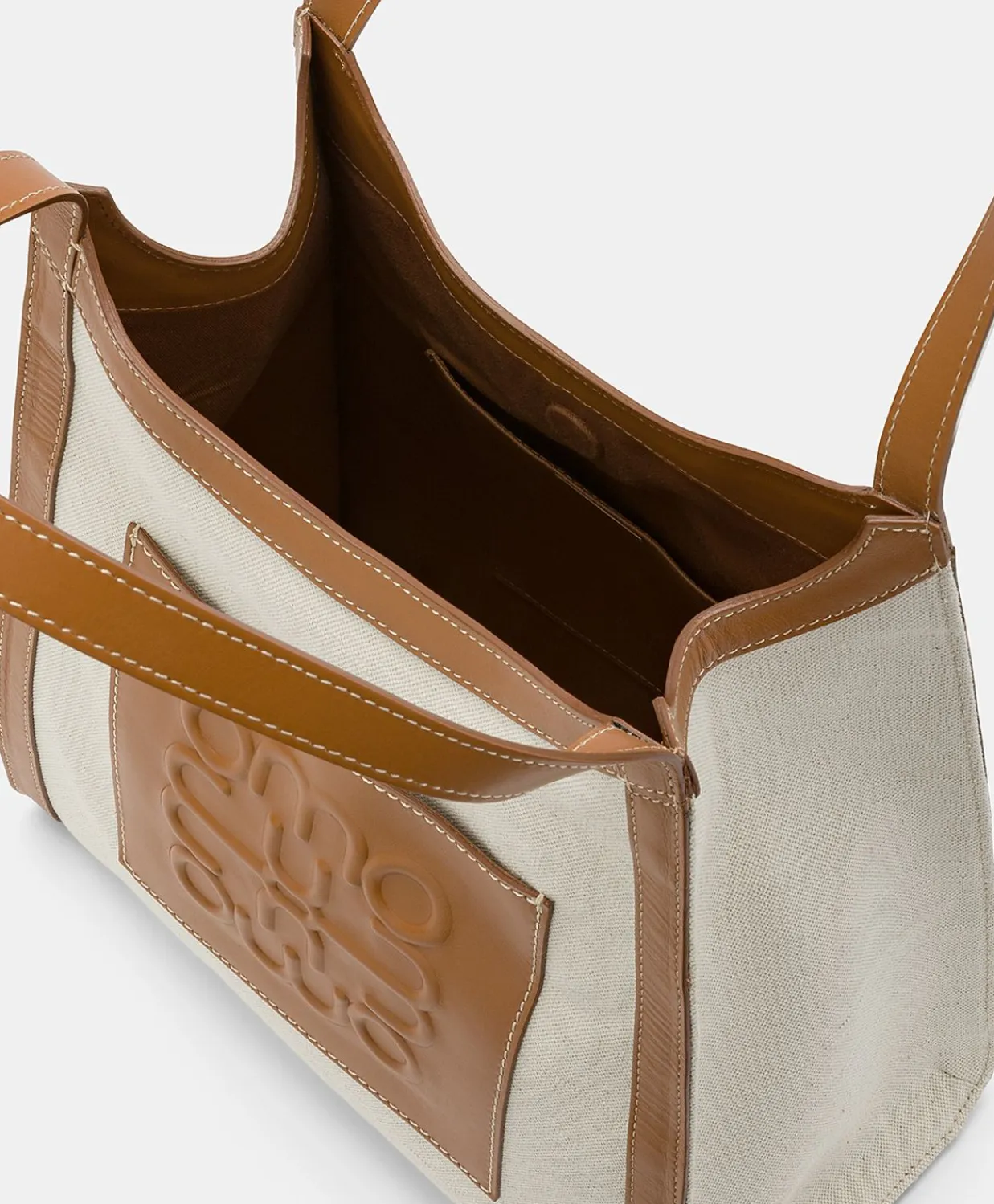 Donne Momonì Borse E Pochette-Tote Bag Geraldine In Pelle E Canvas - Beige