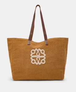 Donne Momonì Borse E Pochette-Tote Bag Paraguan In Canvas Con Ricamo - Brandy
