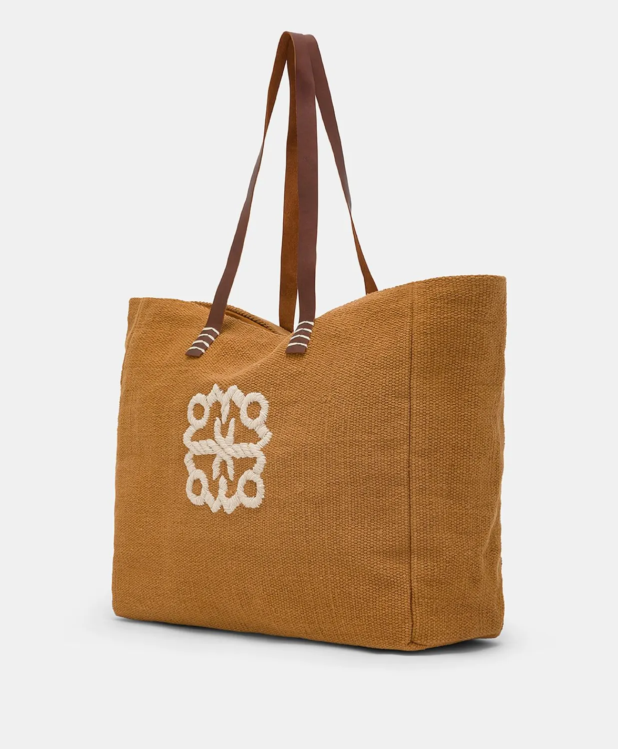 Donne Momonì Borse E Pochette-Tote Bag Paraguan In Canvas Con Ricamo - Brandy