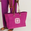 Donne Momonì Borse E Pochette-Tote Bag Paraguan In Canvas Con Ricamo - Ciclamino