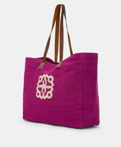 Donne Momonì Borse E Pochette-Tote Bag Paraguan In Canvas Con Ricamo - Ciclamino