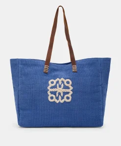 Donne Momonì Borse E Pochette-Tote Bag Paraguan In Canvas Con Ricamo - Bluette