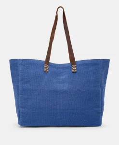 Donne Momonì Borse E Pochette-Tote Bag Paraguan In Canvas Con Ricamo - Bluette