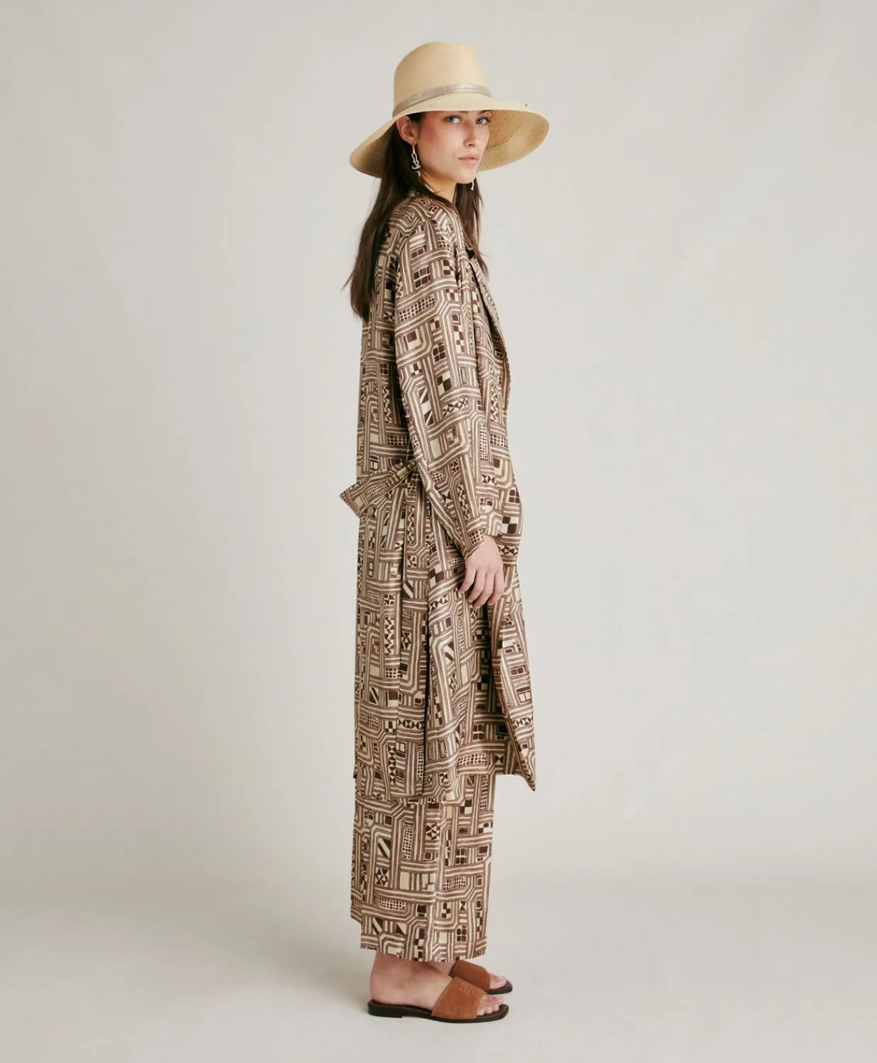 Donne Momonì Trench E Cappotti-Trench Bados In Twill Di Seta - Beige/ Tabacco
