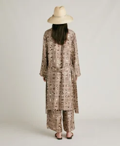Donne Momonì Trench E Cappotti-Trench Bados In Twill Di Seta - Beige/ Tabacco