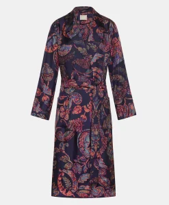 Donne Momonì Trench E Cappotti-Trench Bados In Twill Di Seta - Blu Notte Multicolor