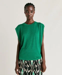 Donne Momonì T-Shirts E Top-Tshirt Enna In Jersey Lurex - Smeraldo