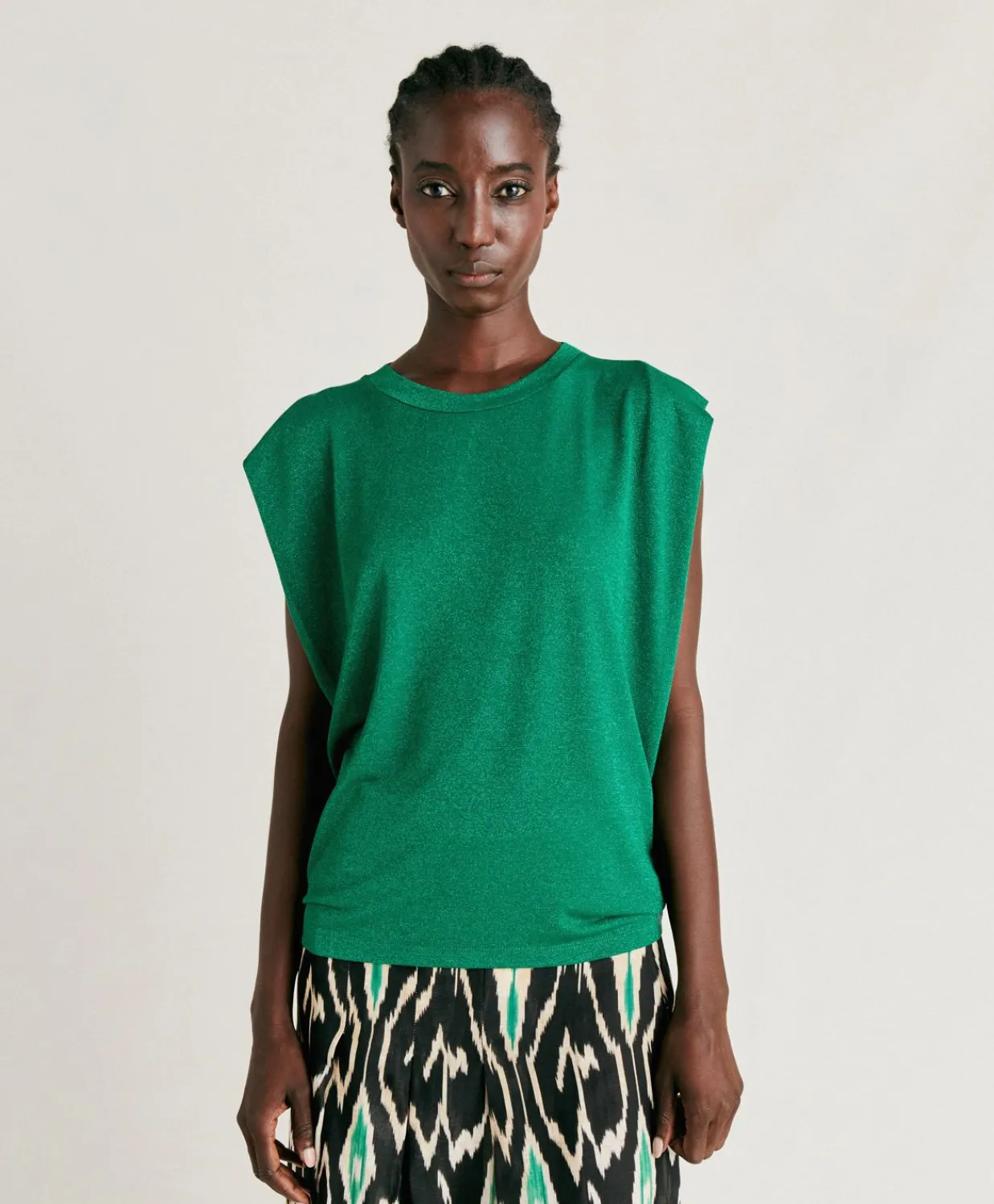 Donne Momonì T-Shirts E Top-Tshirt Enna In Jersey Lurex - Smeraldo
