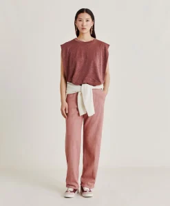 Donne Momonì T-Shirts E Top-Tshirt Enna In Jersey Lurex - Terracotta