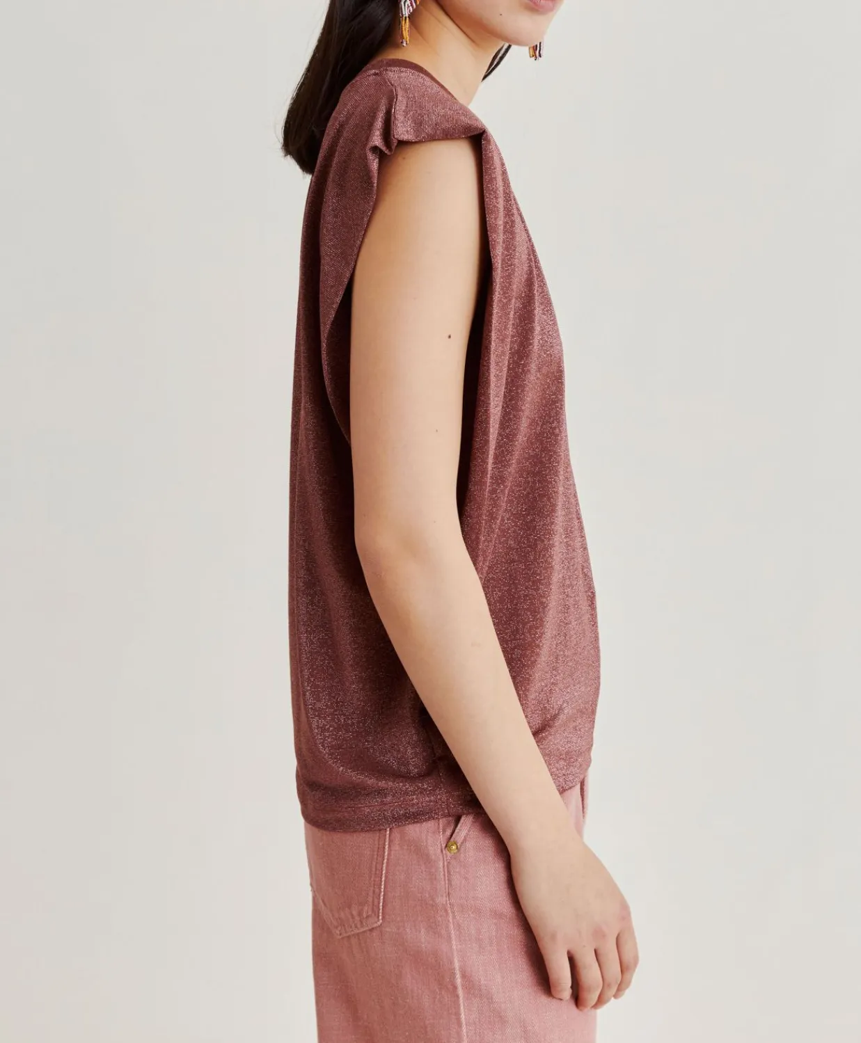 Donne Momonì T-Shirts E Top-Tshirt Enna In Jersey Lurex - Terracotta