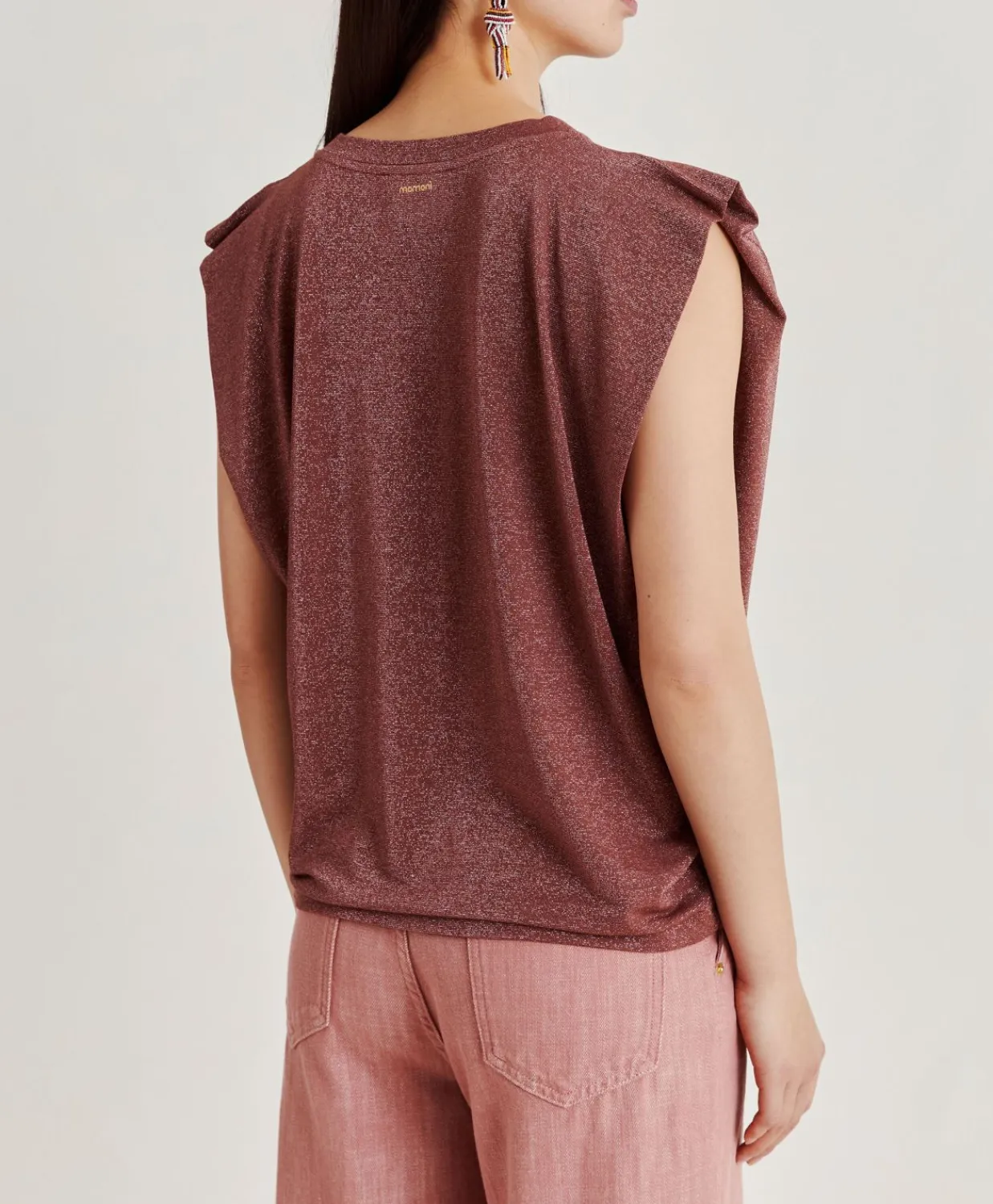 Donne Momonì T-Shirts E Top-Tshirt Enna In Jersey Lurex - Terracotta
