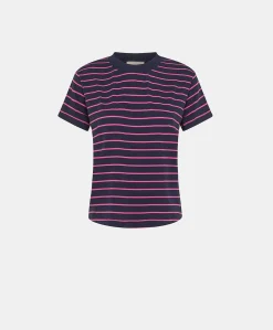 Donne Momonì T-Shirts E Top-Tshirt Lottie In Jersey A Righine - Fucsia/Blu