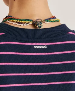 Donne Momonì T-Shirts E Top-Tshirt Lottie In Jersey A Righine - Fucsia/Blu