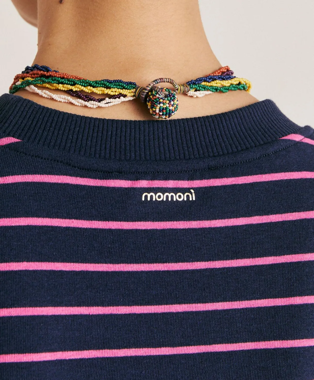 Donne Momonì T-Shirts E Top-Tshirt Lottie In Jersey A Righine - Fucsia/Blu
