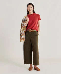 Donne Momonì T-Shirts E Top-Tshirt Lottie In Jersey Lino - Amaranto