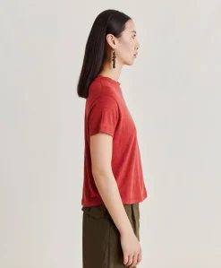 Donne Momonì T-Shirts E Top-Tshirt Lottie In Jersey Lino - Amaranto