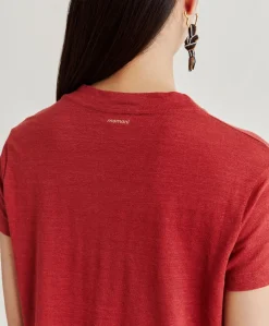 Donne Momonì T-Shirts E Top-Tshirt Lottie In Jersey Lino - Amaranto