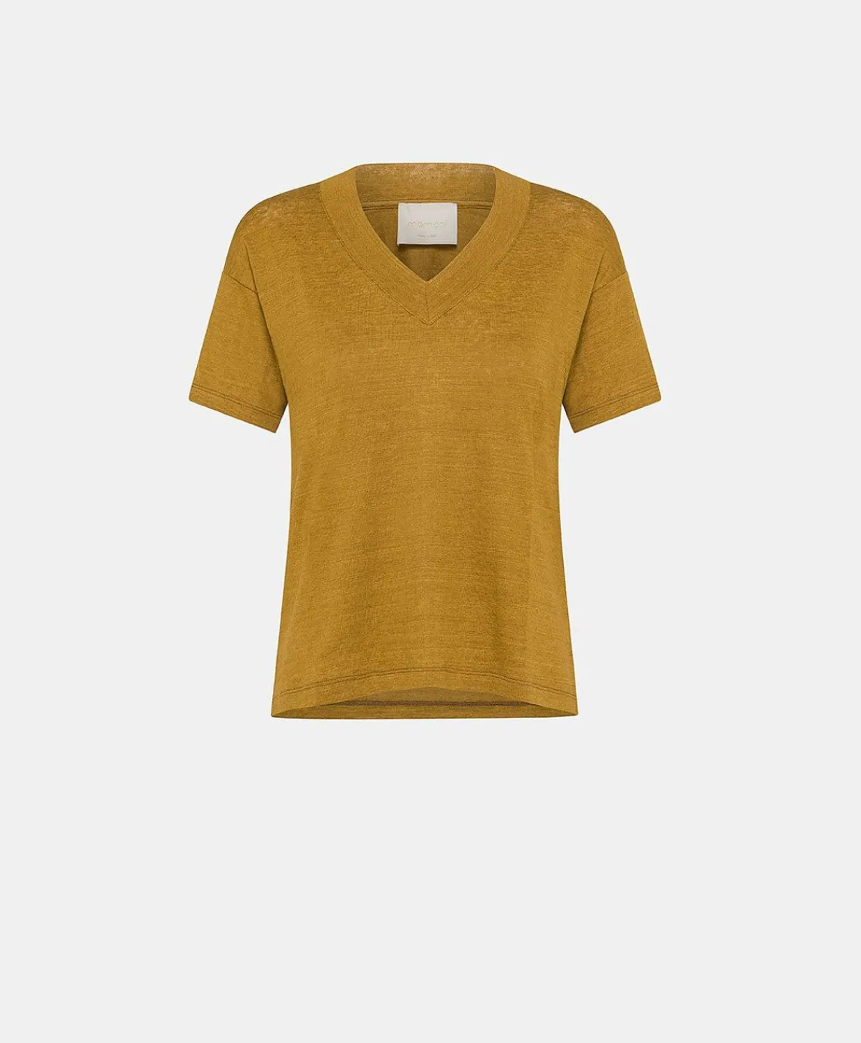 Donne Momonì T-Shirts E Top-Tshirt Nancy In Jersey Lino - Caramello