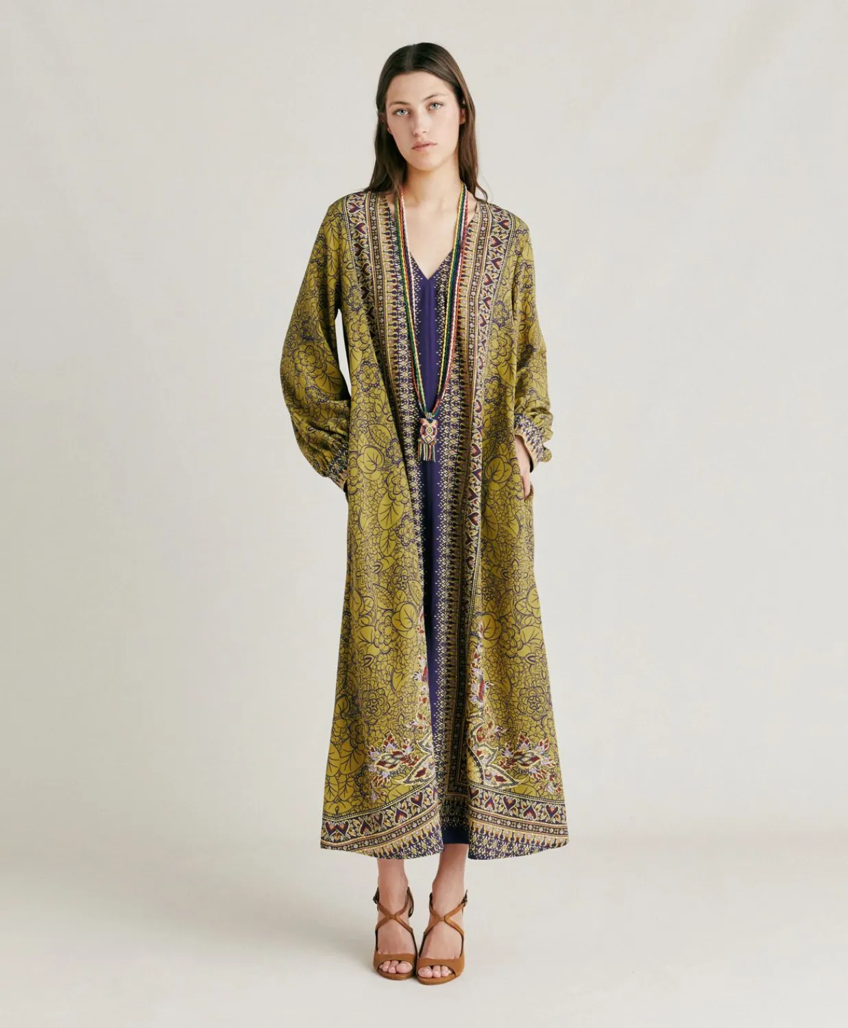 Donne Momonì Vestiti-Vestito Adelma In Crepe De Chine - Blu Multicolor