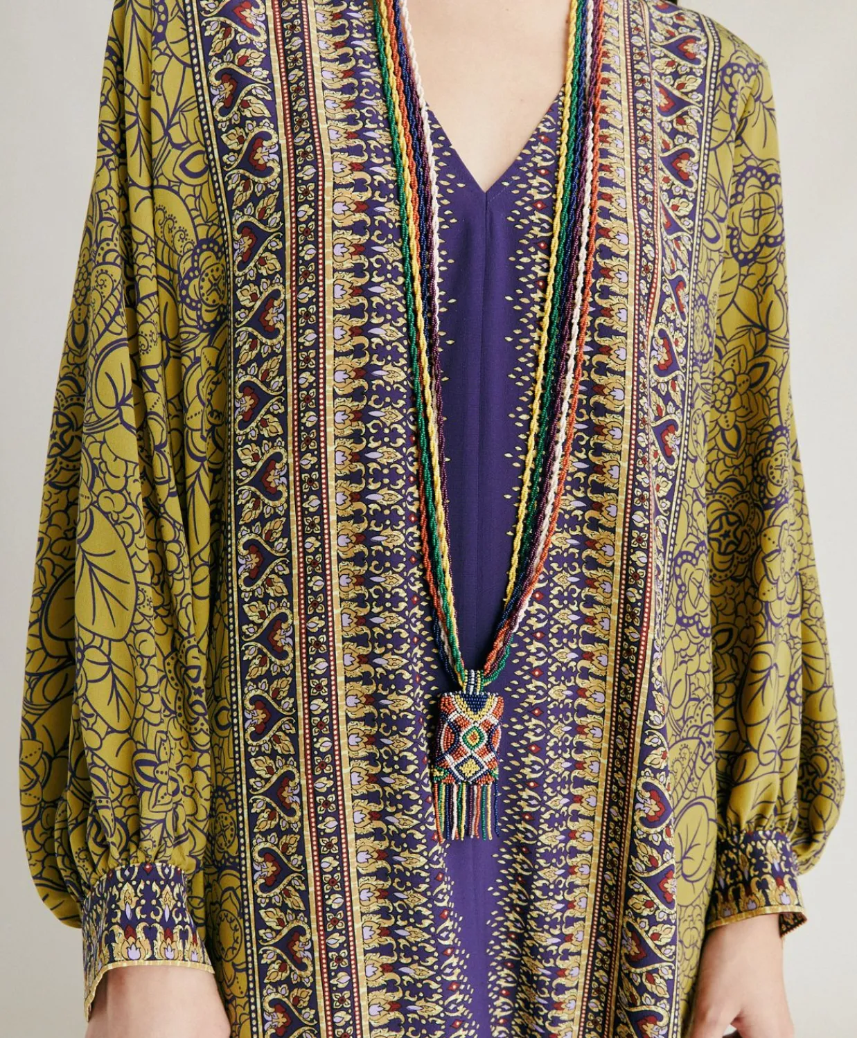 Donne Momonì Vestiti-Vestito Adelma In Crepe De Chine - Blu Multicolor