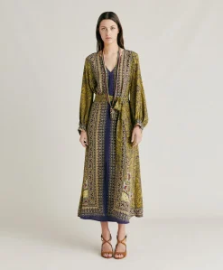 Donne Momonì Vestiti-Vestito Adelma In Crepe De Chine - Blu Multicolor