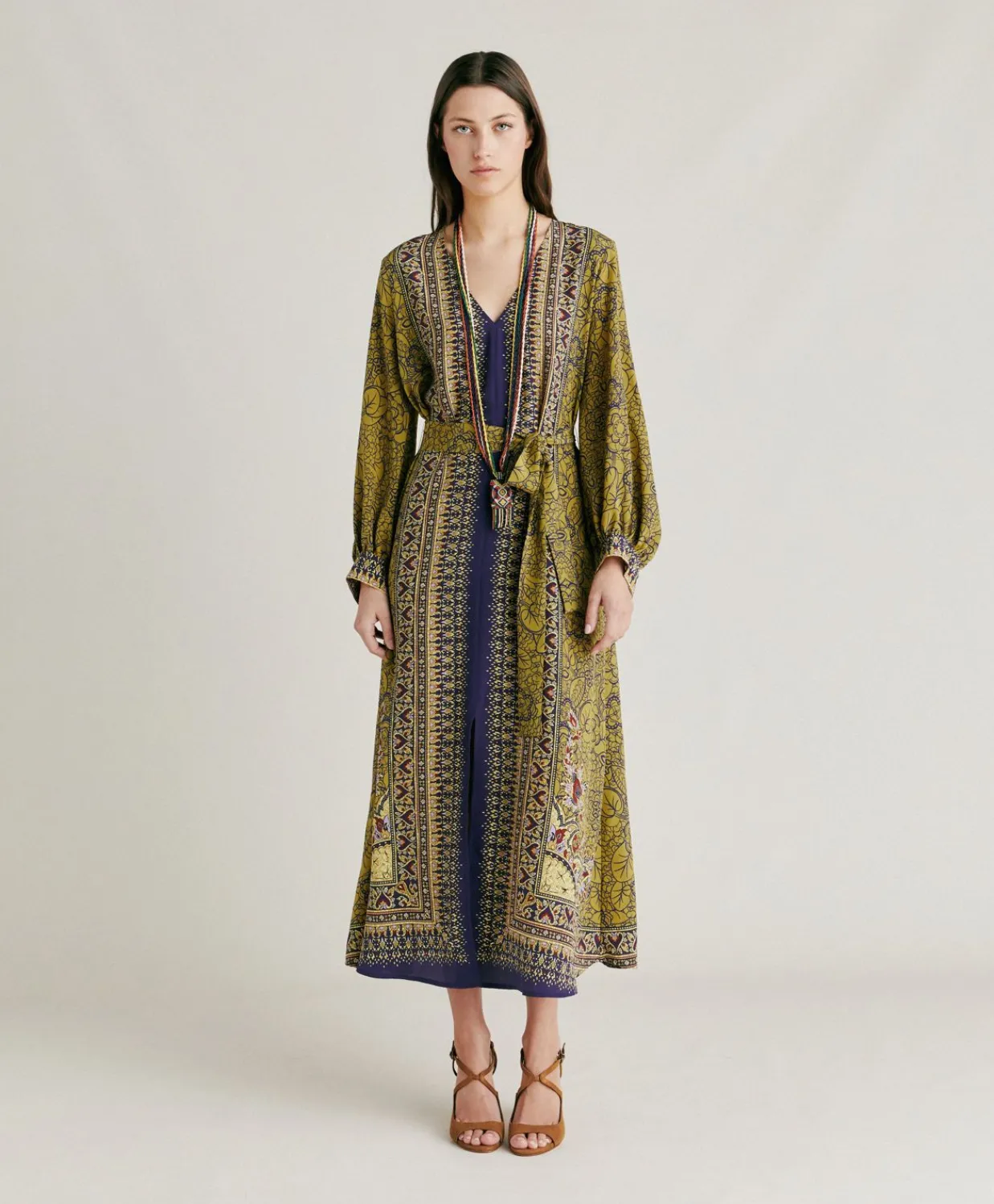 Donne Momonì Vestiti-Vestito Adelma In Crepe De Chine - Blu Multicolor
