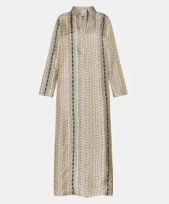 Donne Momonì Vestiti-Vestito Aligusta In Twill Di Seta - Sabbia Multicolor