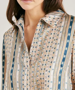 Donne Momonì Vestiti-Vestito Aligusta In Twill Di Seta - Sabbia Multicolor