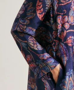 Donne Momonì Vestiti-Vestito Aligusta In Twill Di Seta - Blu Notte Multicolor