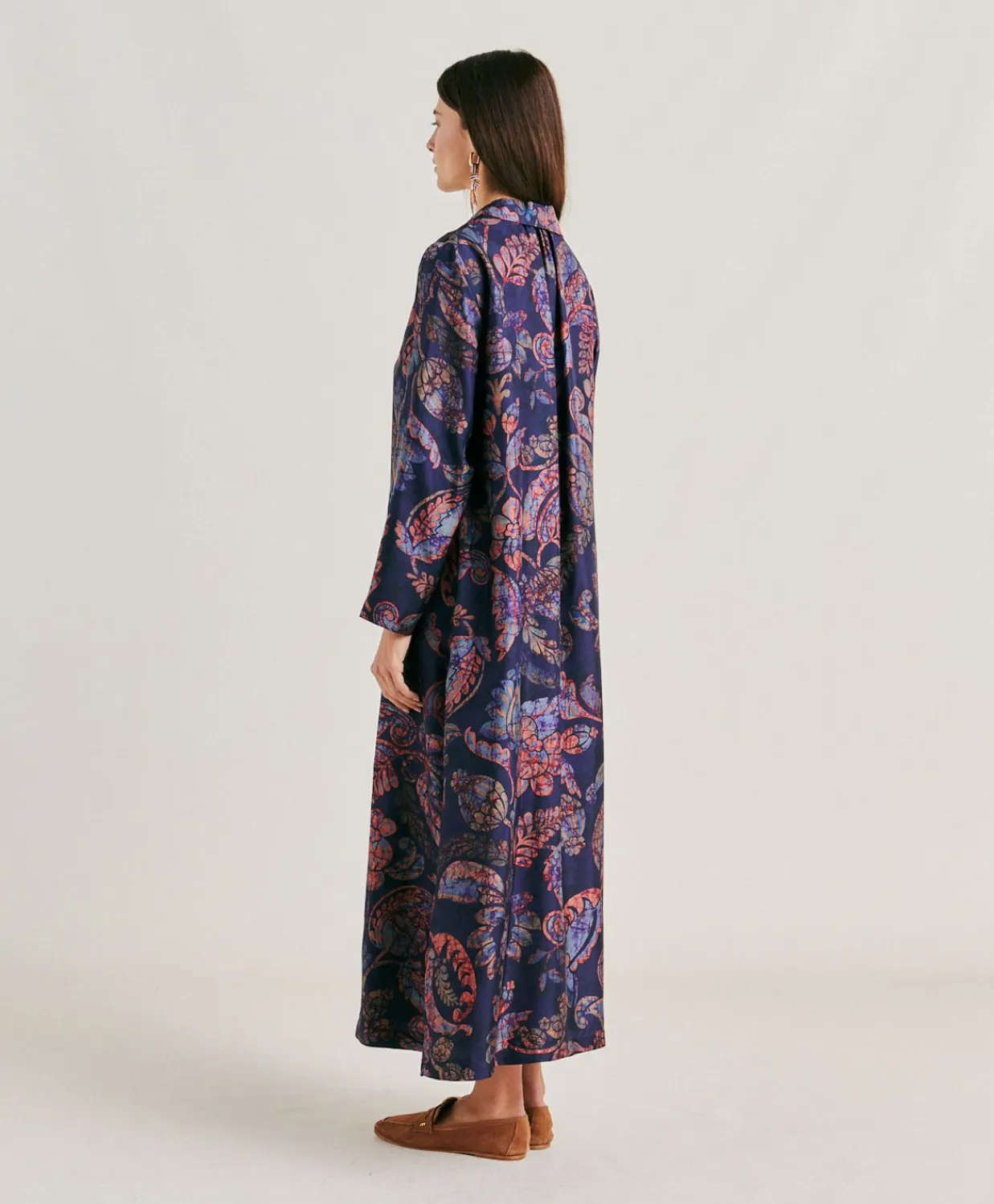 Donne Momonì Vestiti-Vestito Aligusta In Twill Di Seta - Blu Notte Multicolor