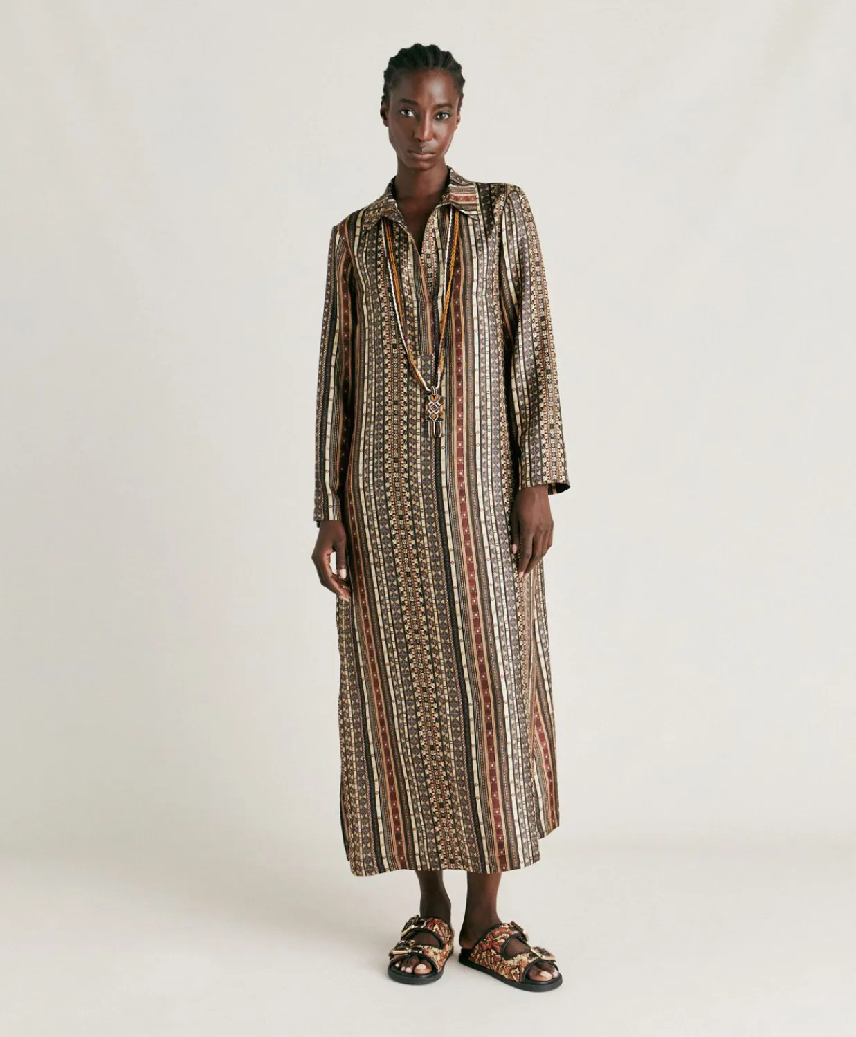 Donne Momonì Vestiti-Vestito Aligusta In Twill Di Seta - Nero Multicolor