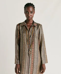 Donne Momonì Vestiti-Vestito Aligusta In Twill Di Seta - Nero Multicolor