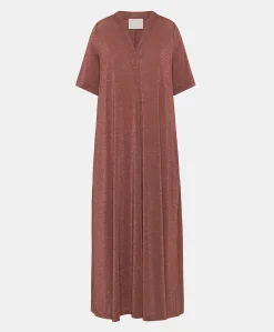 Donne Momonì Vestiti-Vestito Altamura In Jersey Lurex - Terracotta