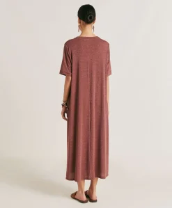 Donne Momonì Vestiti-Vestito Altamura In Jersey Lurex - Terracotta
