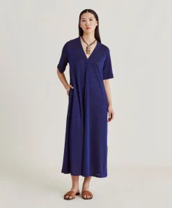 Donne Momonì Vestiti-Vestito Altamura In Jersey Lurex - Bluette