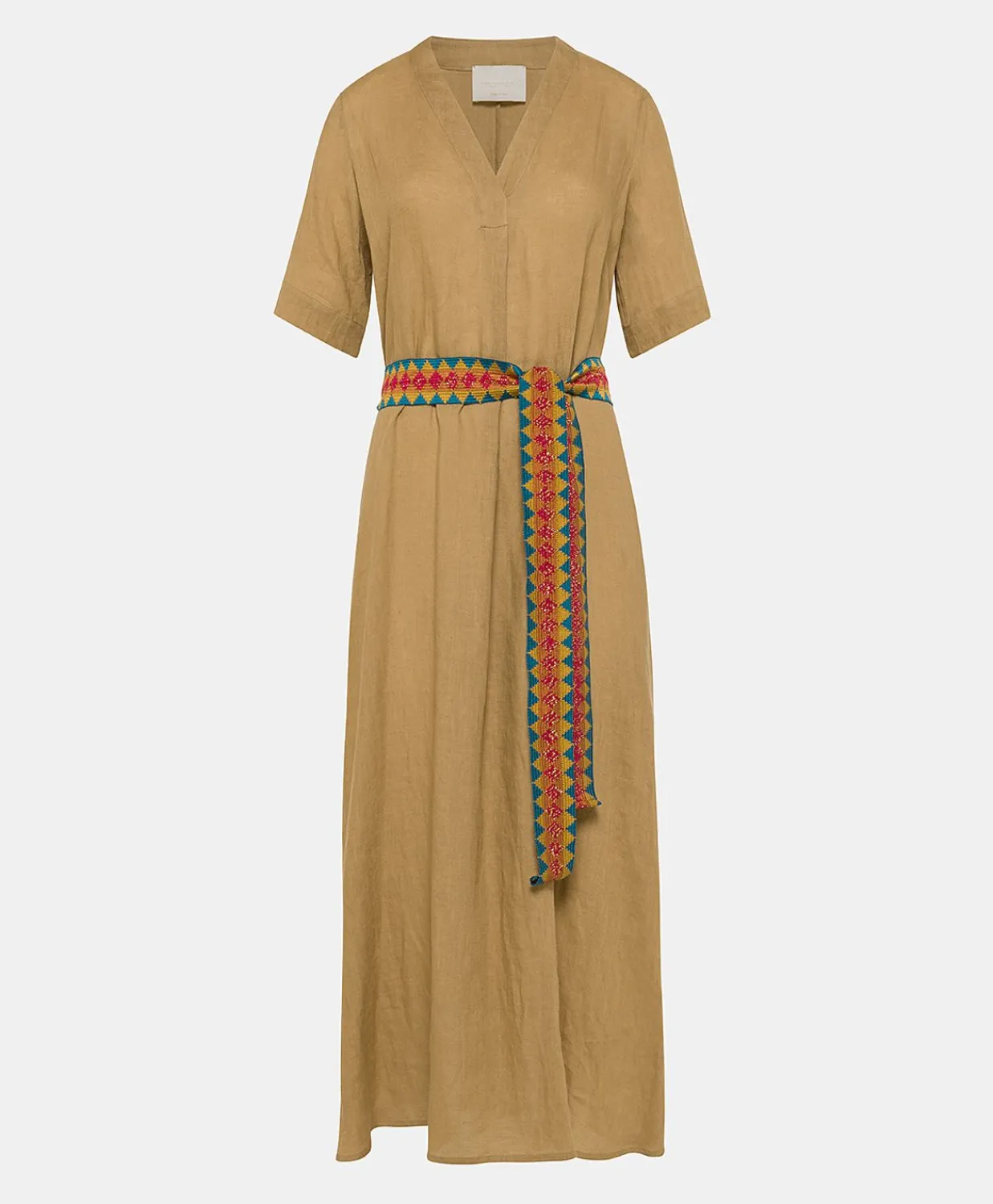Donne Momonì Vestiti-Vestito Altamura In Lino - Sabbia