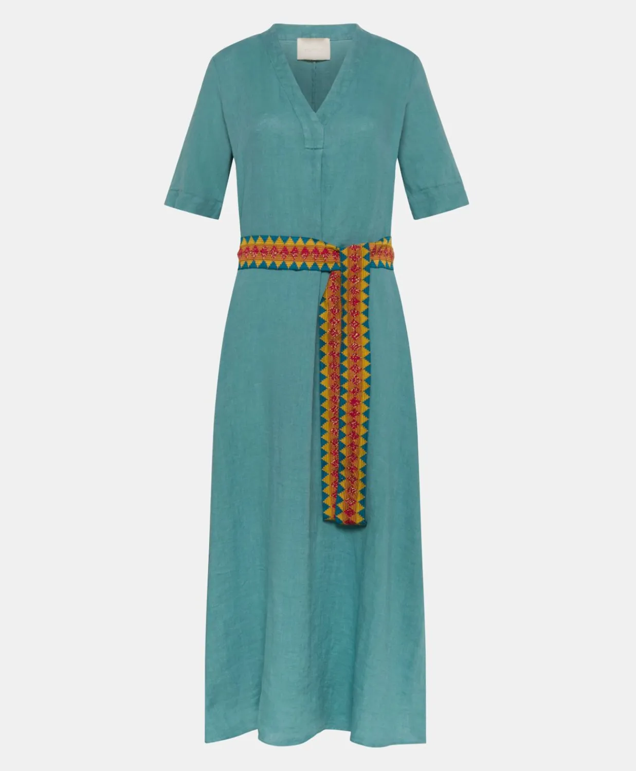 Donne Momonì Vestiti-Vestito Altamura In Lino - Ceruleo