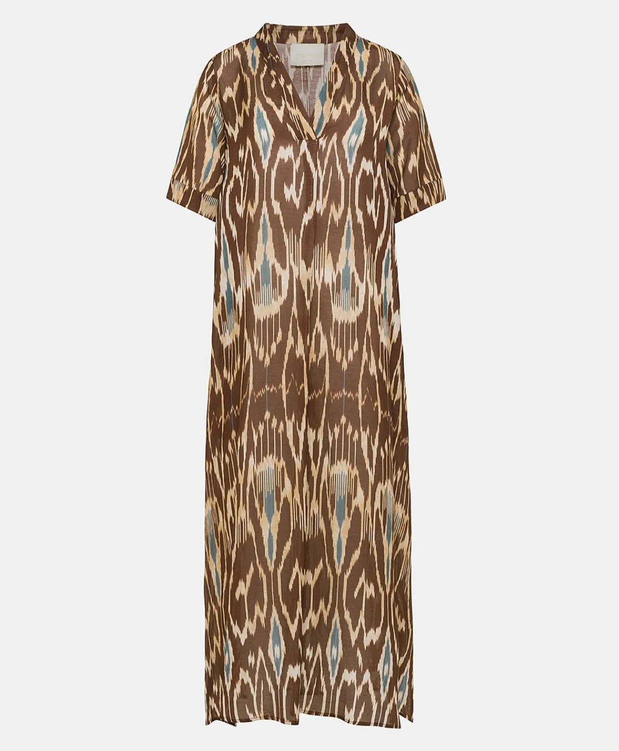 Donne Momonì Vestiti-Vestito Altamura In Viscosa Lino - Cacao Multicolor
