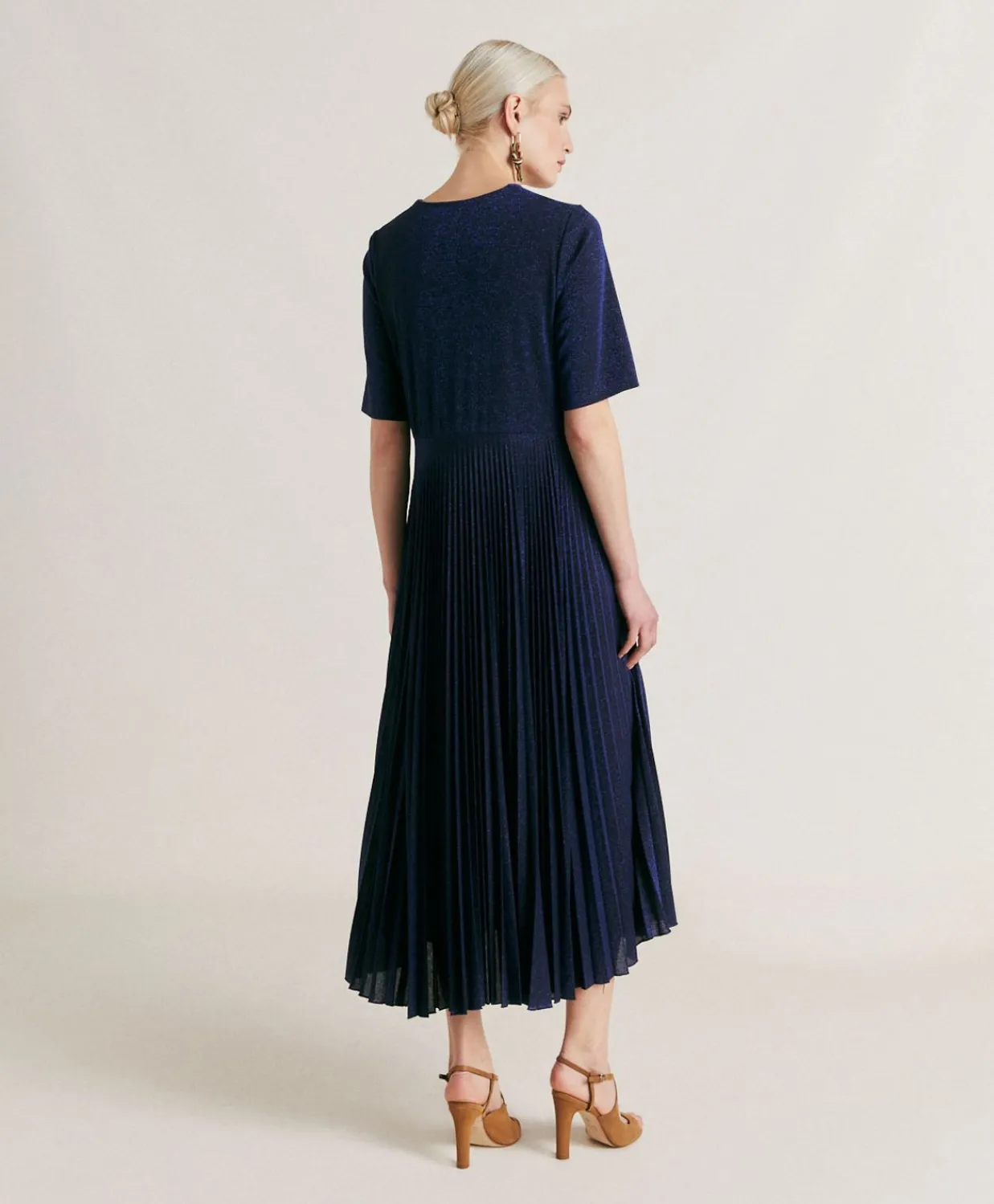 Donne Momonì Vestiti-Vestito Amalia In Jersey Lurex - Bluette