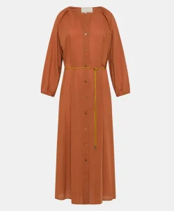 Donne Momonì Vestiti-Vestito Caldes Con Voile Di Cotone - Coccio