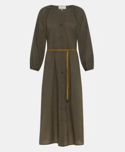 Donne Momonì Vestiti-Vestito Caldes Con Voile Di Cotone - Army