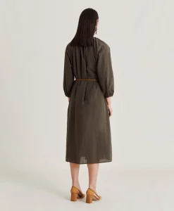 Donne Momonì Vestiti-Vestito Caldes Con Voile Di Cotone - Army