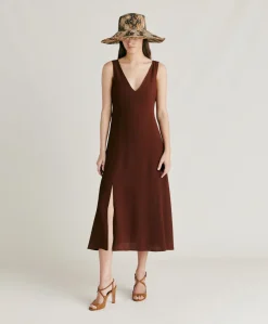 Donne Momonì Vestiti-Vestito Chumba In Acetato Seta - Cioccolato