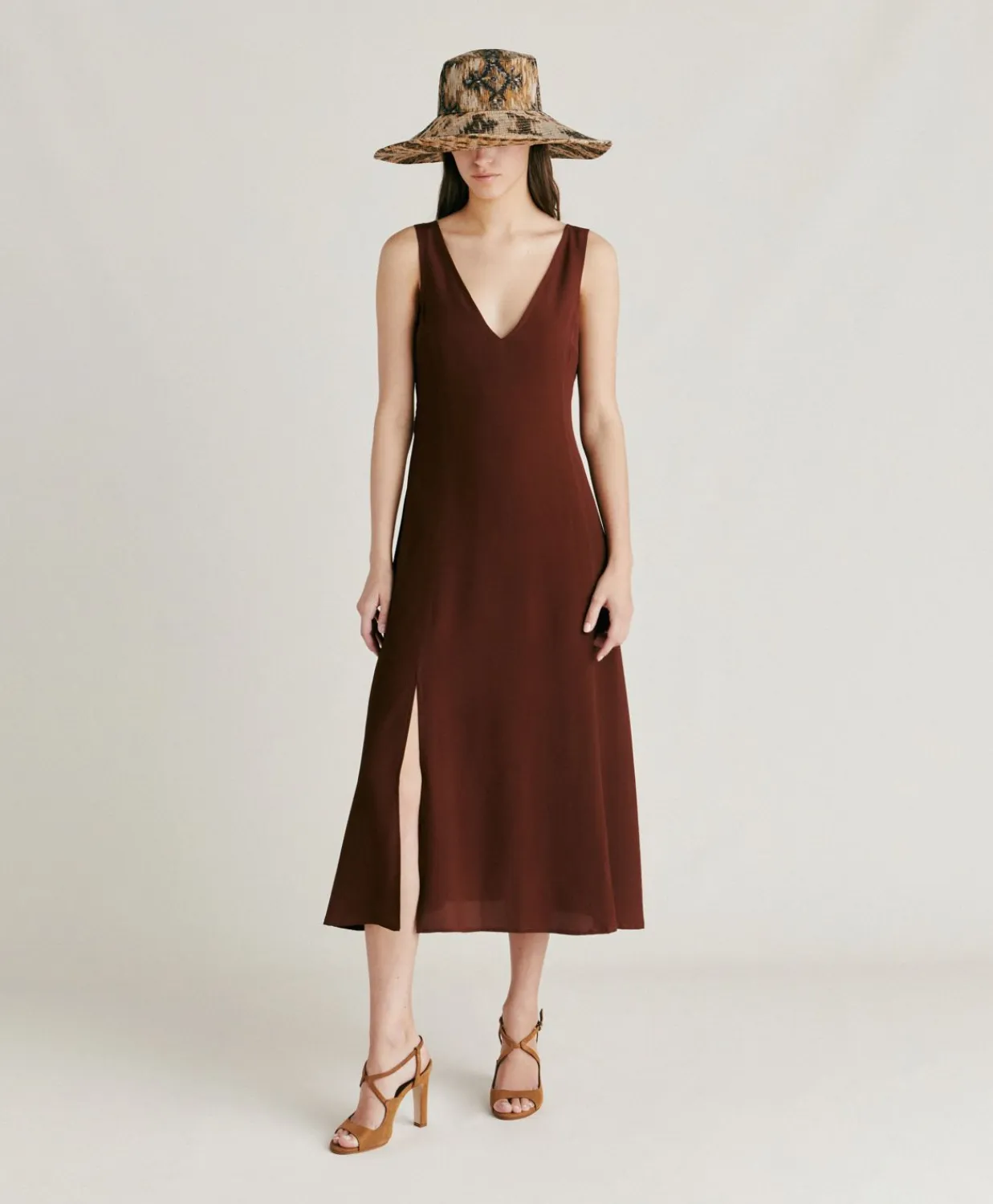 Donne Momonì Vestiti-Vestito Chumba In Acetato Seta - Cioccolato