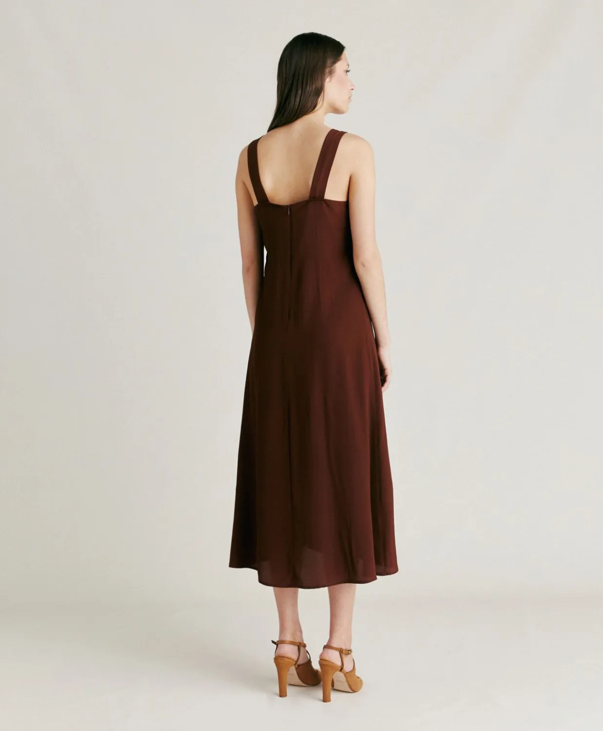 Donne Momonì Vestiti-Vestito Chumba In Acetato Seta - Cioccolato