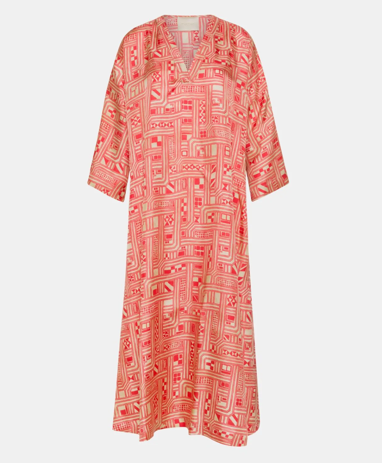 Donne Momonì Vestiti-Vestito Faro In Twill Di Seta - Beige/ Corallo