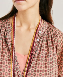 Donne Momonì Vestiti-Vestito Goa In Voile'Di Cotone Stampato - Corallo