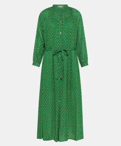 Donne Momonì Vestiti-Vestito Goa In Voile'Di Cotone Stampato - Smeraldo