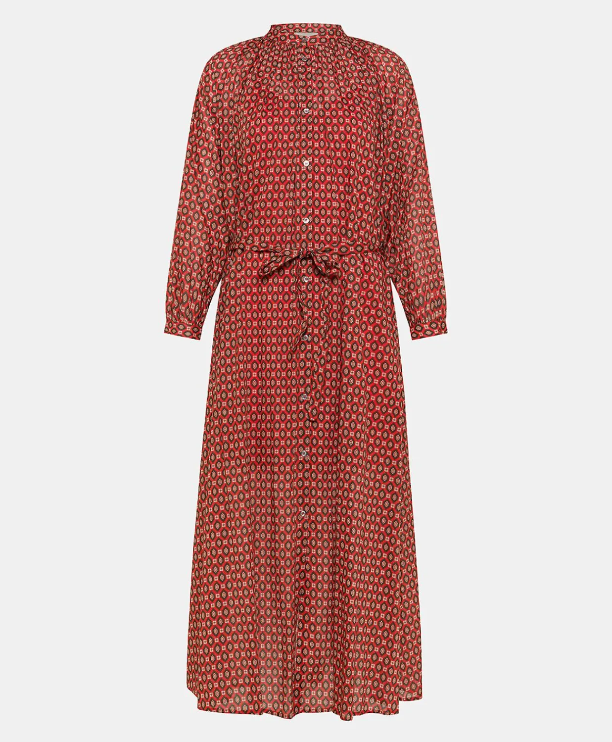 Donne Momonì Vestiti-Vestito Goa In Voile'Di Cotone Stampato - Rosso